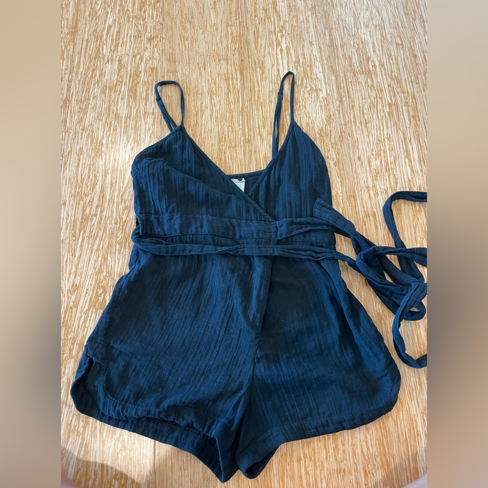 Acacia Swimwear Black linen romper